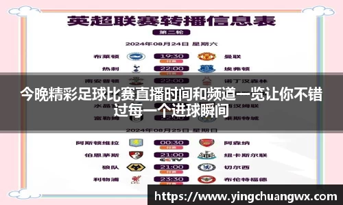 今晚精彩足球比赛直播时间和频道一览让你不错过每一个进球瞬间
